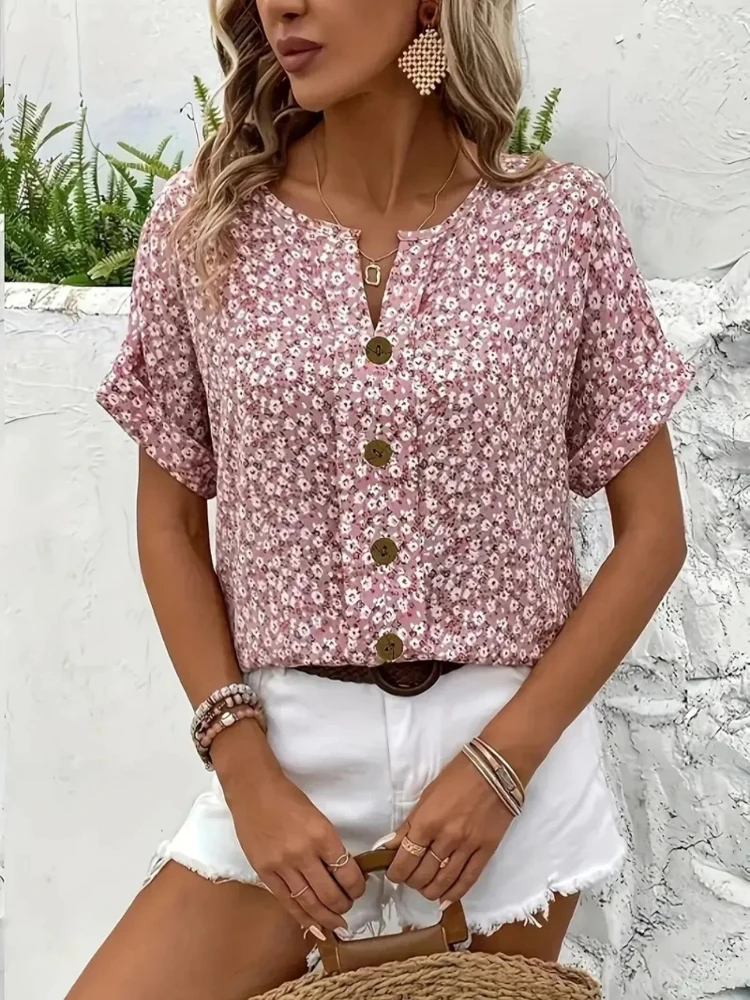 Romper Floral Print - Женские рубашки больших размеров, весна-лето 2024,